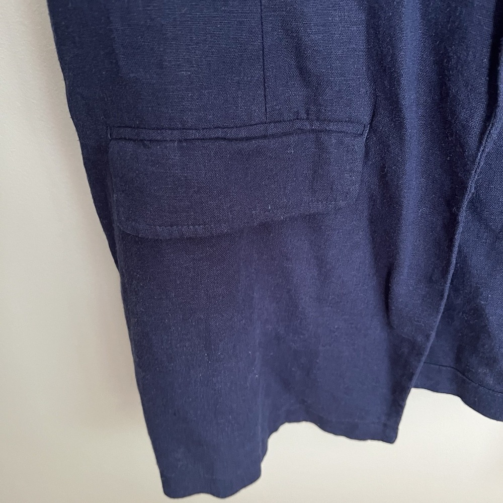 Old Navy Women Blazer L Navy Linen Blend Casual Coastal Minimalist Quiet Luxury - Picture 4 of 7